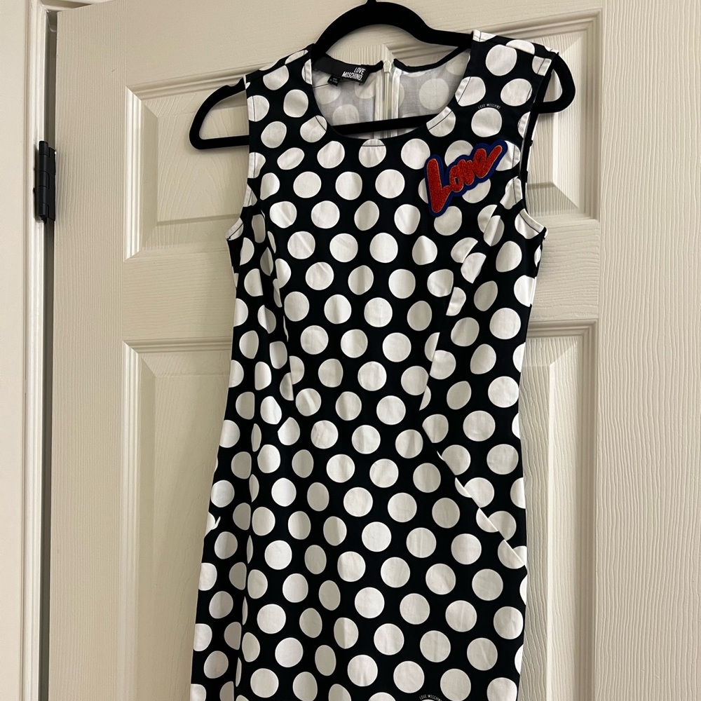Black and White Polka Dot Dress Moschino love